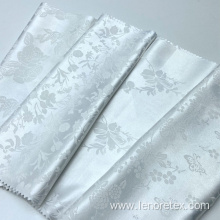 Polyester Spandex Woven White Floral Jacquard Satin Fabric